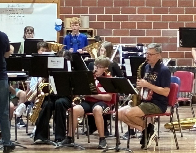 Dr. Karas playing with the band