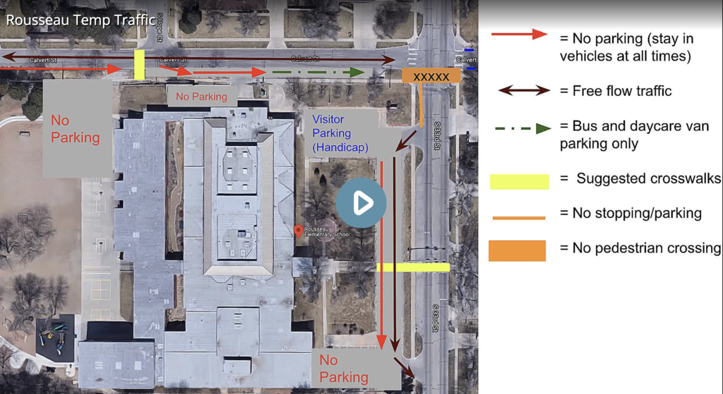 Traffic and pedestrian map at Rousseau