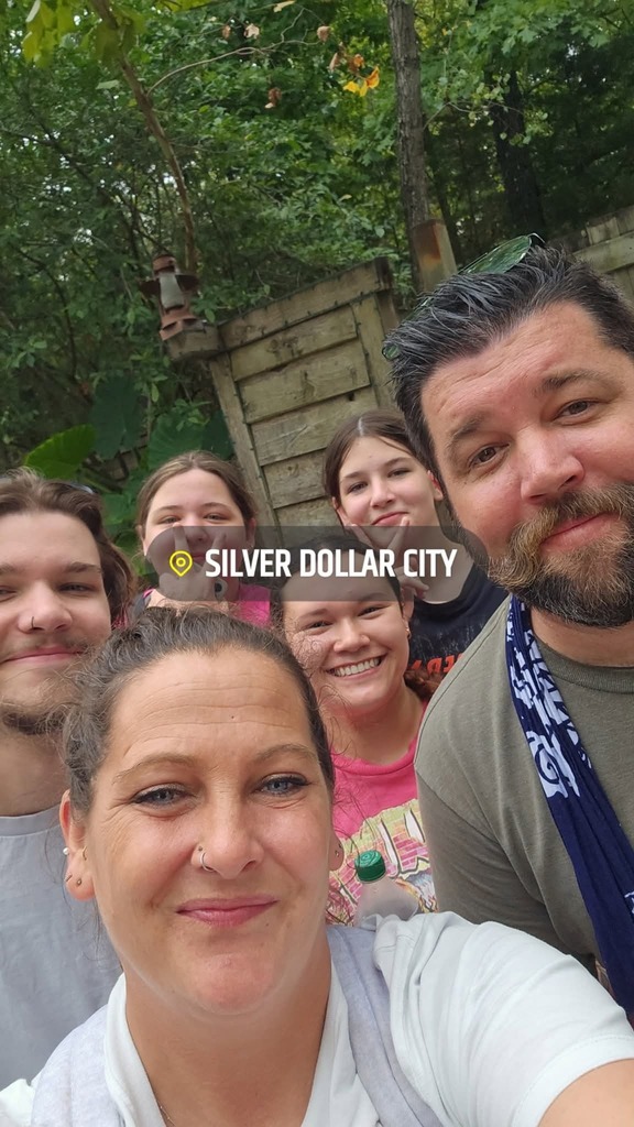 A selfie style picture of Mr. Folkers and his family that was taken at Silver Dollar City last summer.