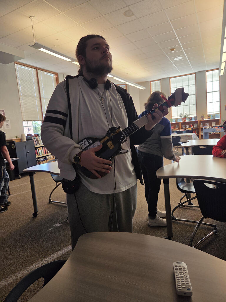 A student plays a video game