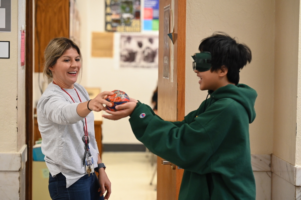 Student working with VR headset