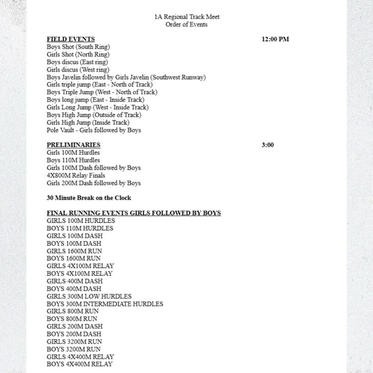 Regional Track Events