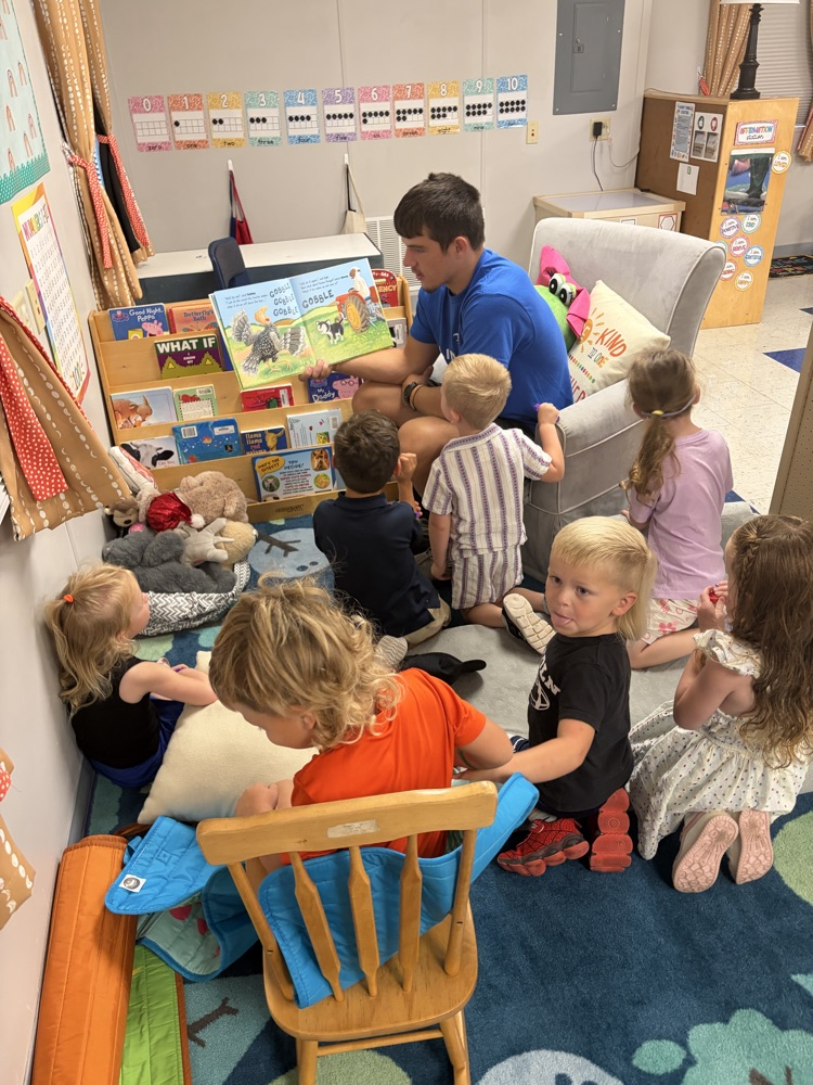 football seniors came to read with us 