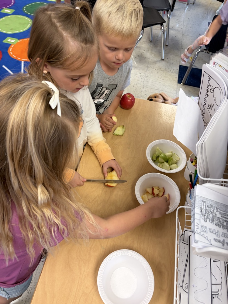 cutting up apples