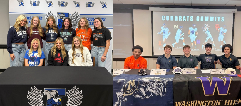 Winter signing day students posing for a photo