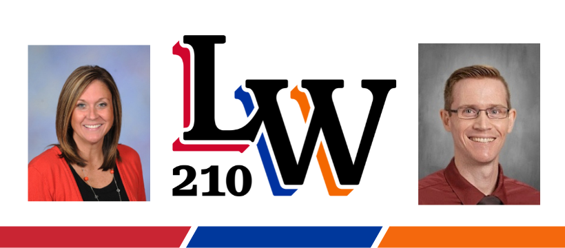 Headshots of Jennie Killeen and Kyle Freise with a Lincoln-Way logo in between