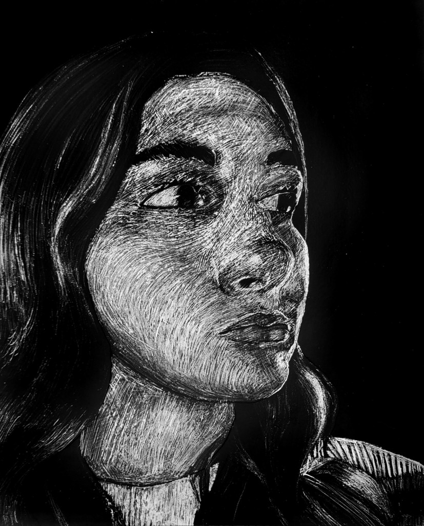 Scratchboard art by Molly Saller