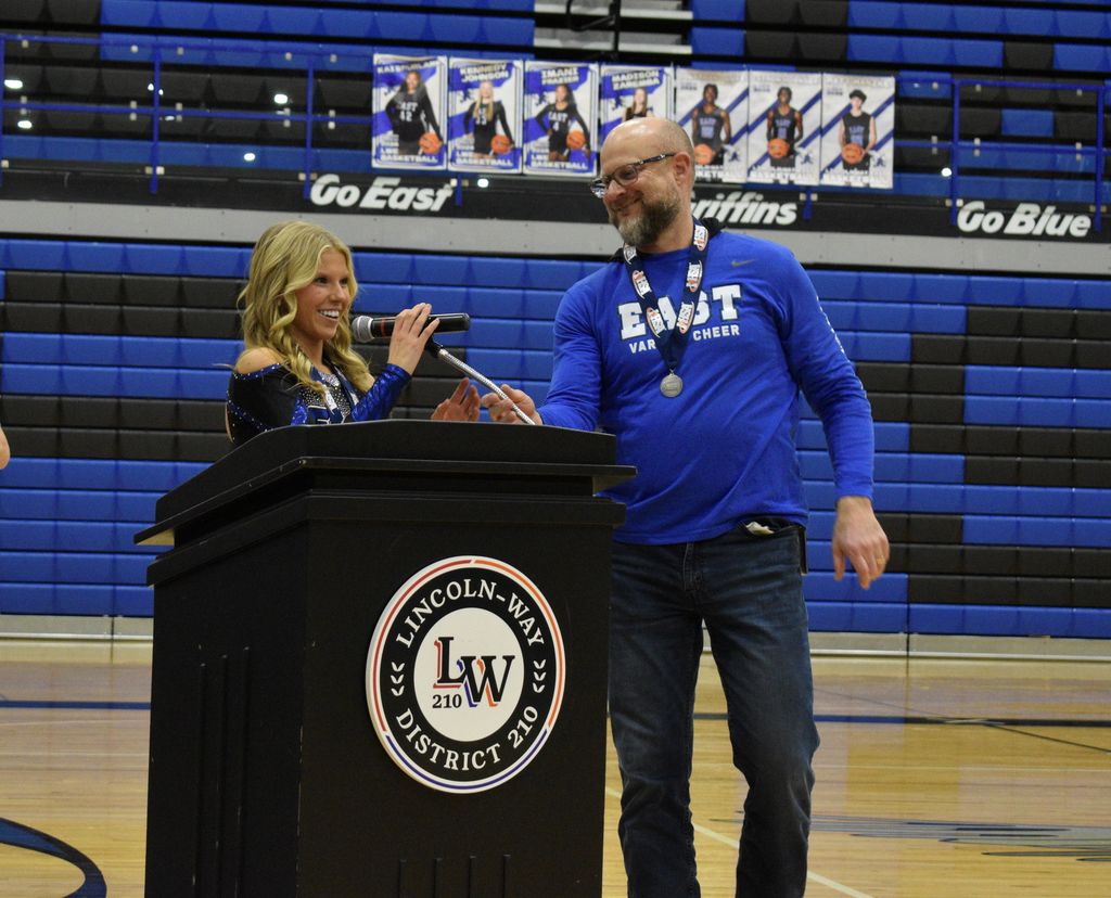 East Varsity Cheer trophy presentation