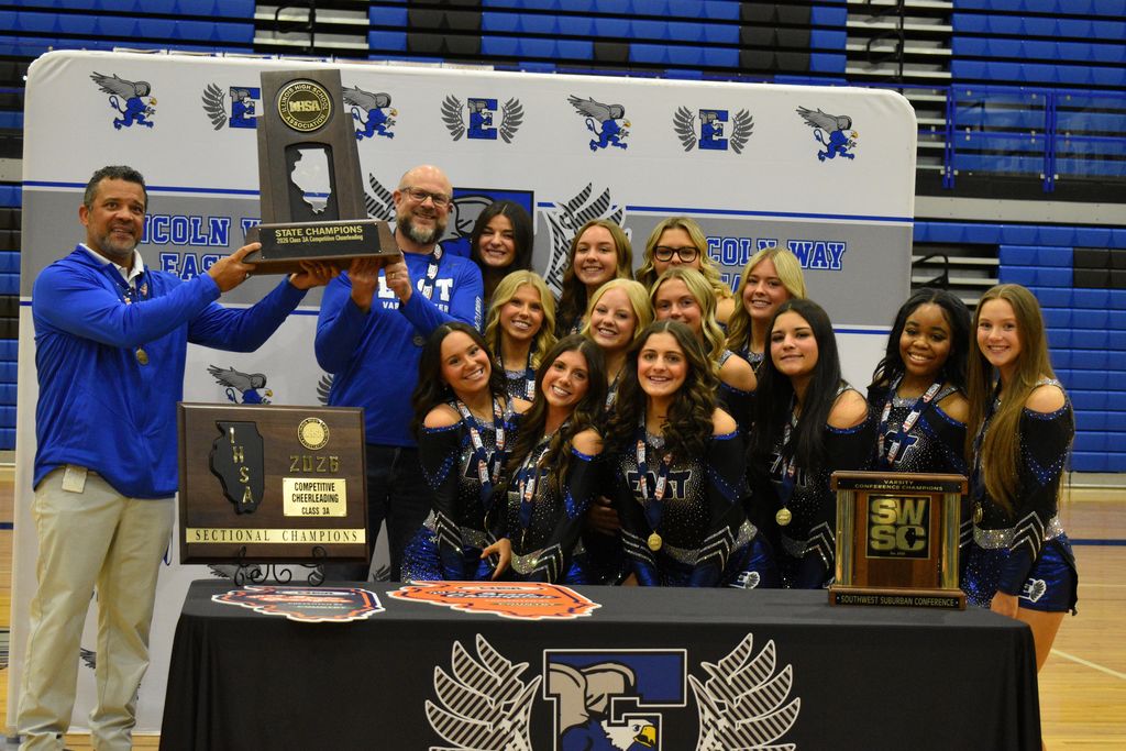 East Varsity Cheer trophy presentation