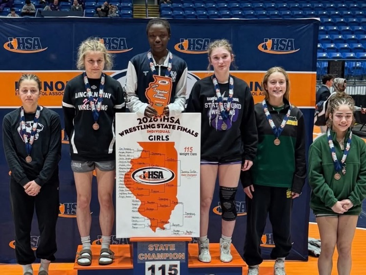 athletes at state podium