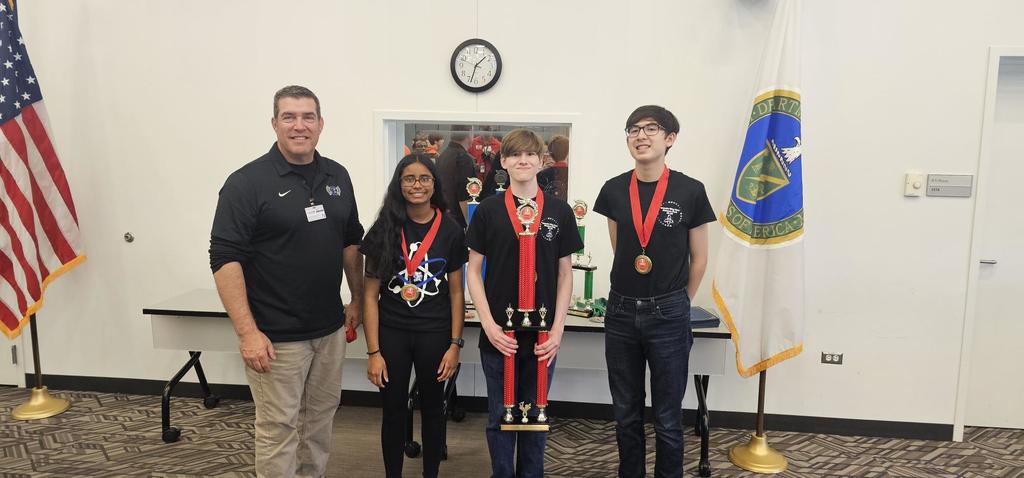 Science Club's Autonomous Vehicle Team. First Place at Argonne National Laboratory!! Jayden Gorczowski, Gavin Rasmussen, Yakshitha Thumu and Emily Clark.