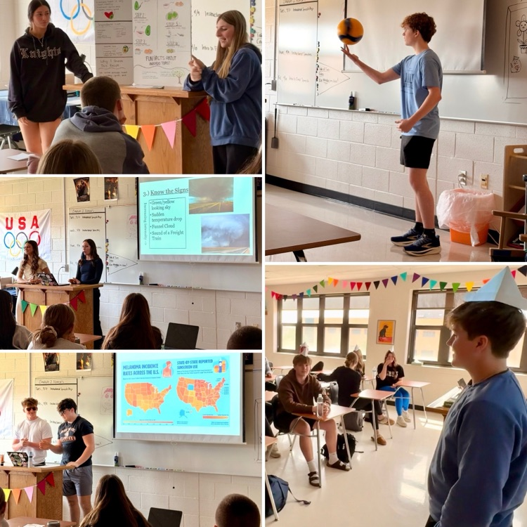 students practicing speeches in English classroom