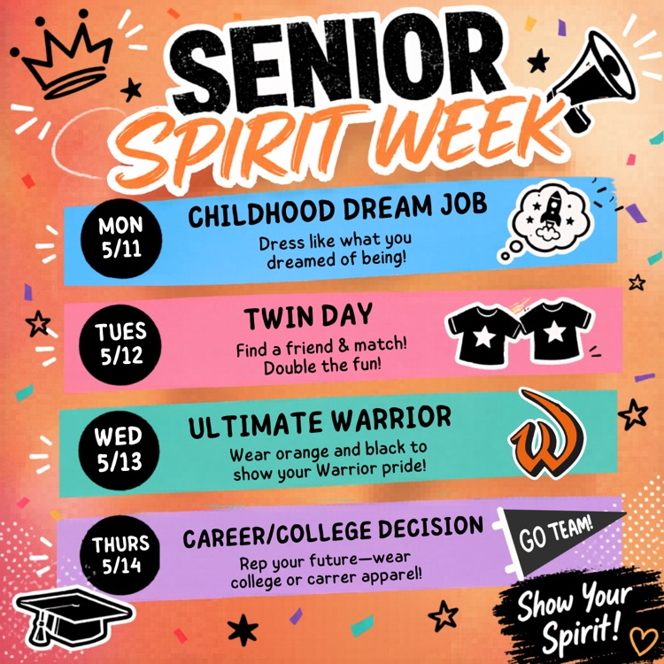 details about senior spirit week beginning in one week