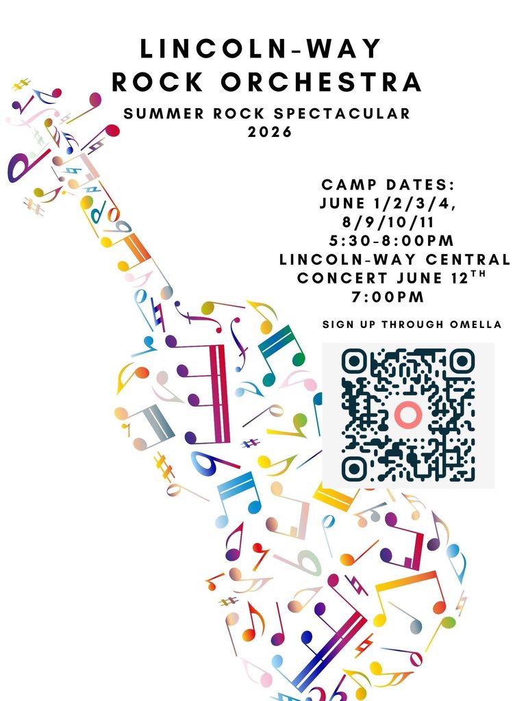 Summer Rock Orchestra Flyer with dates and QR code to sign up