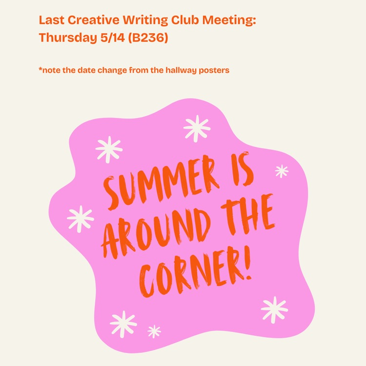 update on the next meeting for creative writing club