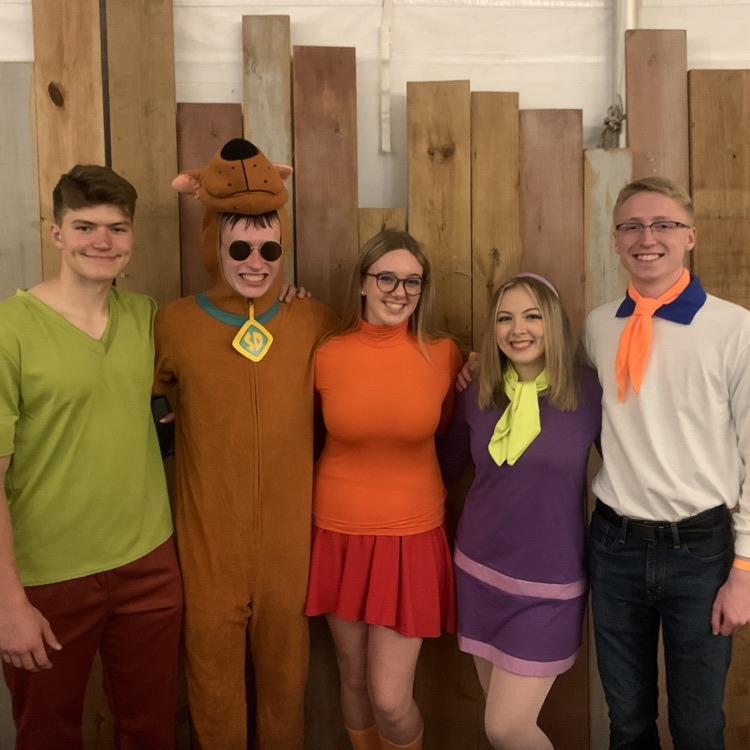 students dressed as cartoon characters 