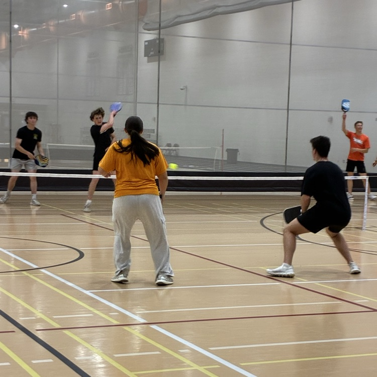 pickleball being played on court