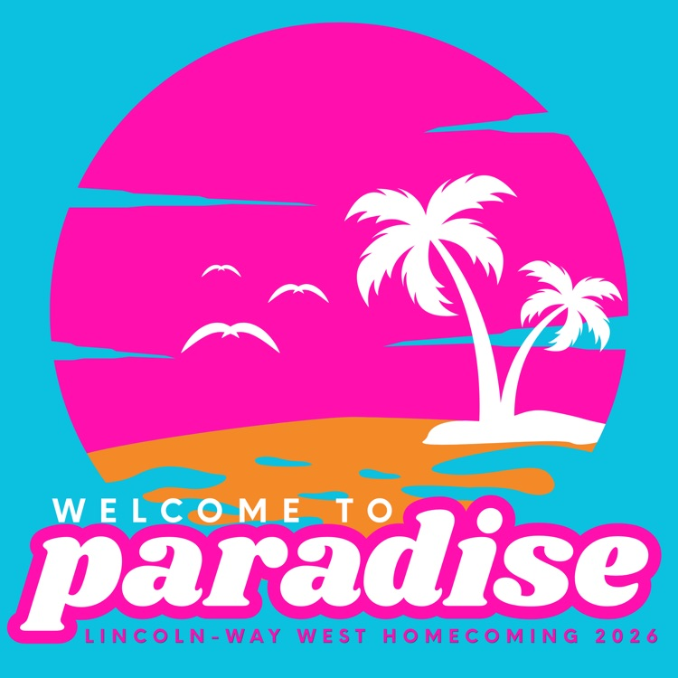 welcome to paradise graphic with sun and bright colors
