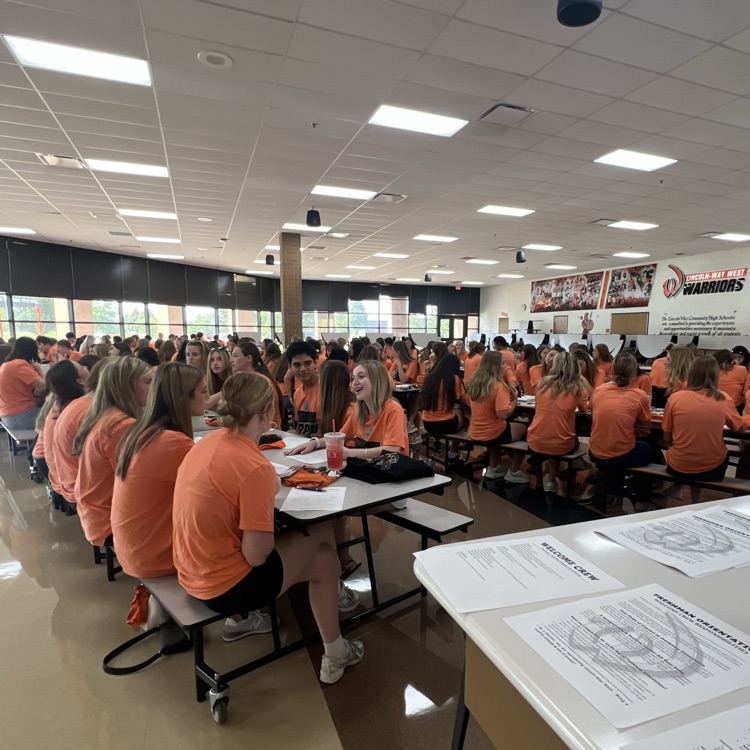 students working at tables