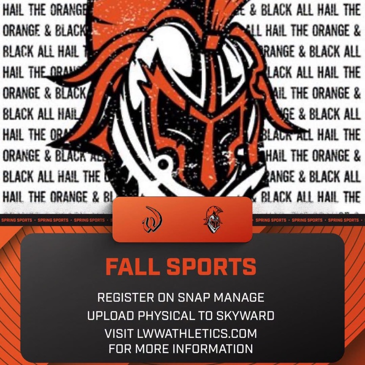 graphic with reminder about physicals and registering for a fall sport