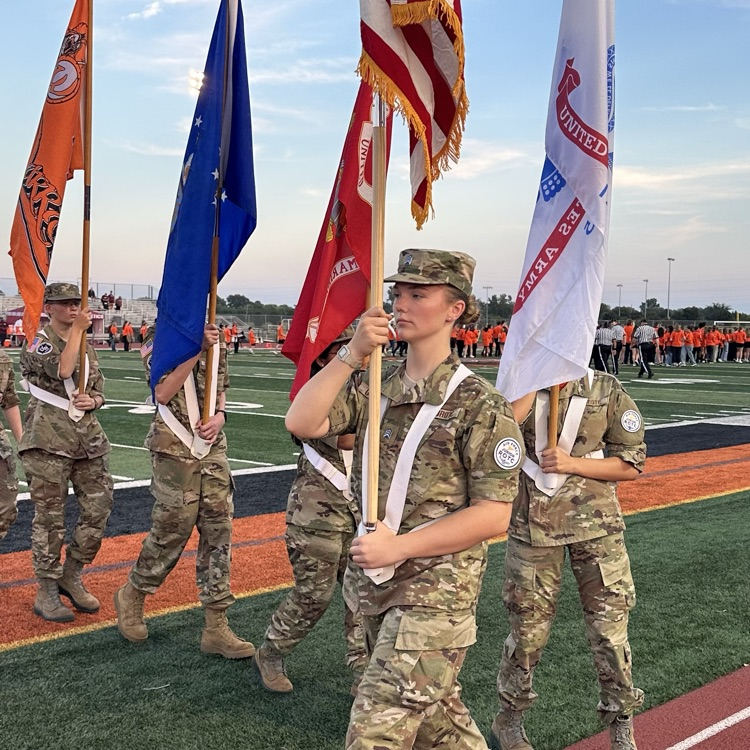 AFJROTC students exiting from the field