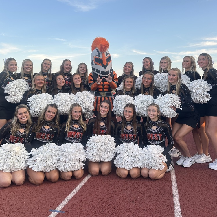 dance team with the warrior mascot
