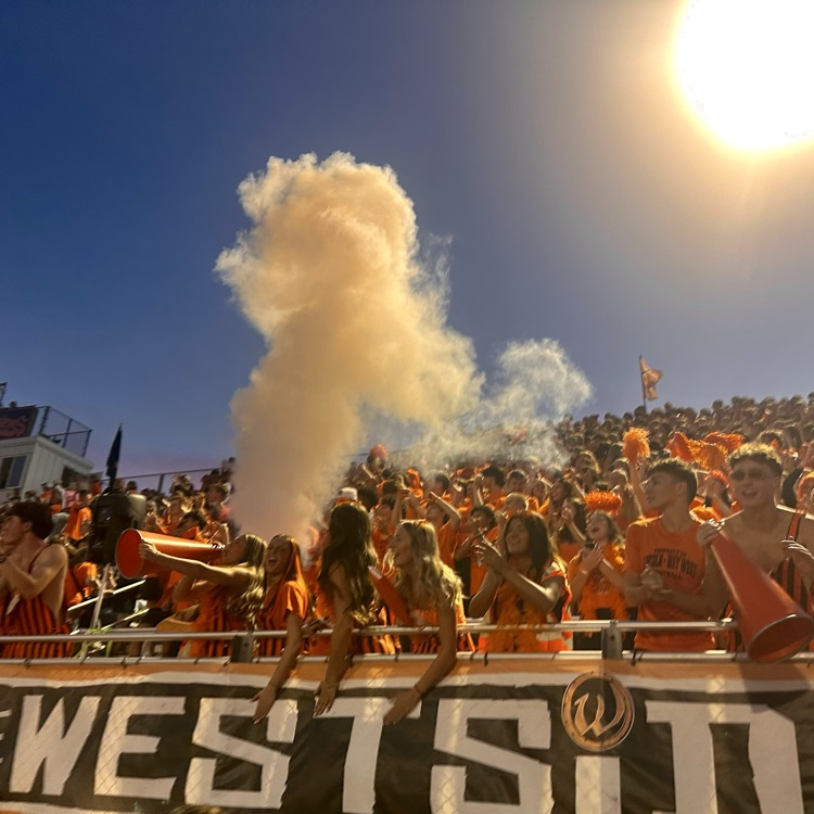 students at the front of the student section
