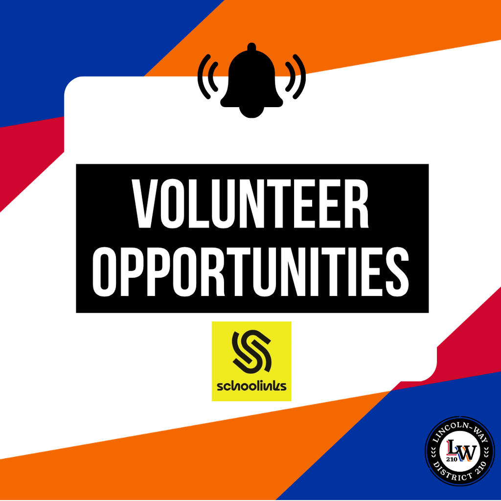 Text reads "Volunteer Opportunities" in white capital letters. Below are a bell and the logo of Schoololivias.