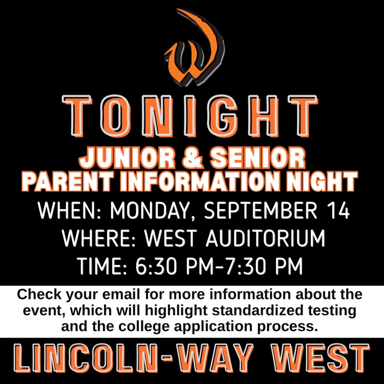 reminder graphic for tonight’s Junior & Senior parent presentation