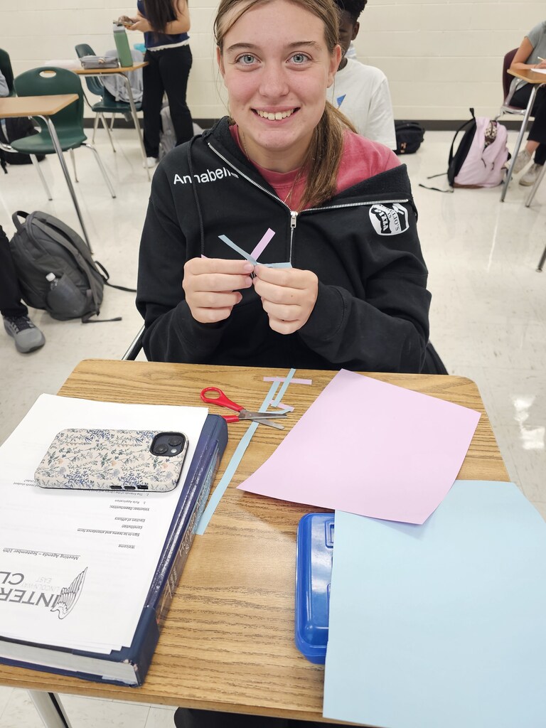 Students making Suicide Awareness book marks