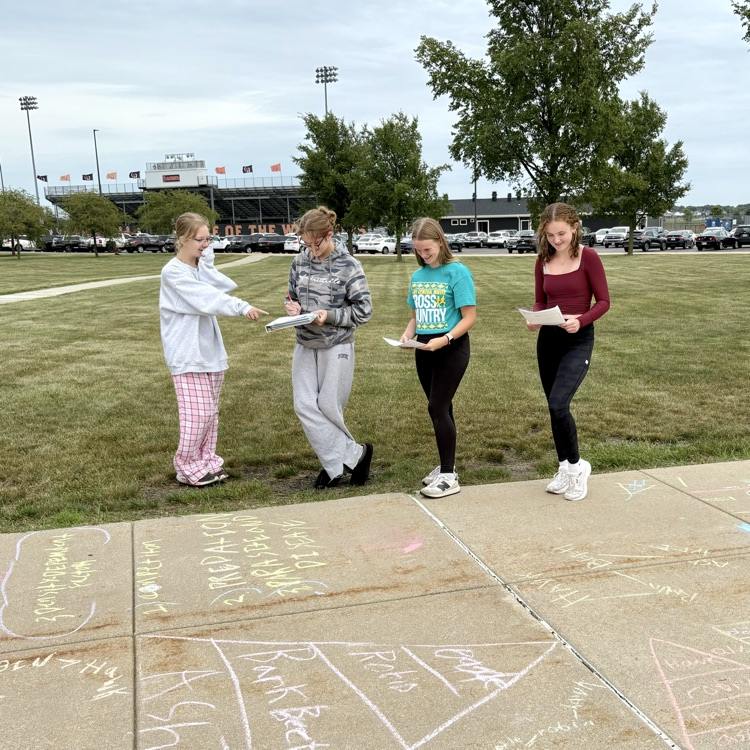 students working together outside