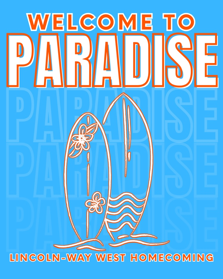 bright blue homecoming graphic