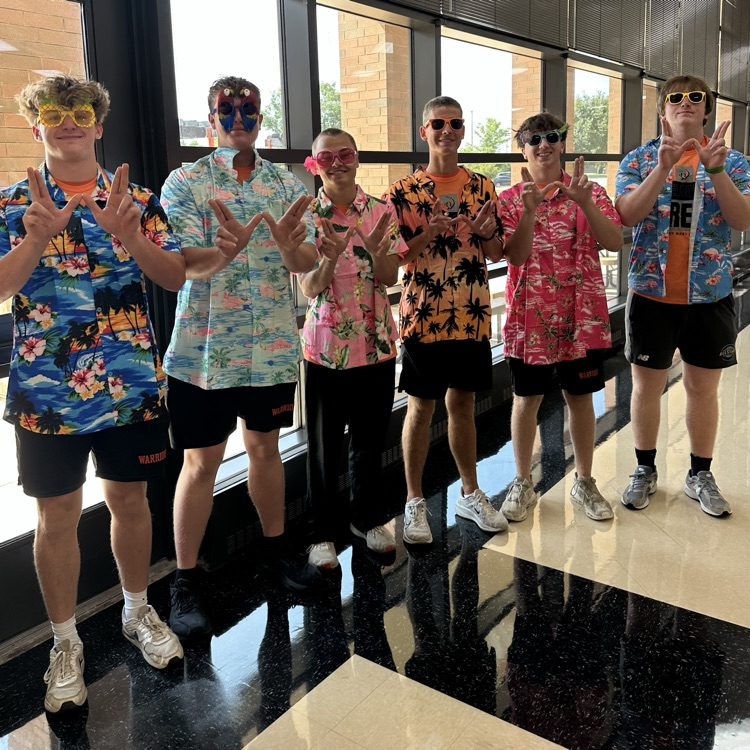 students in tropical gear