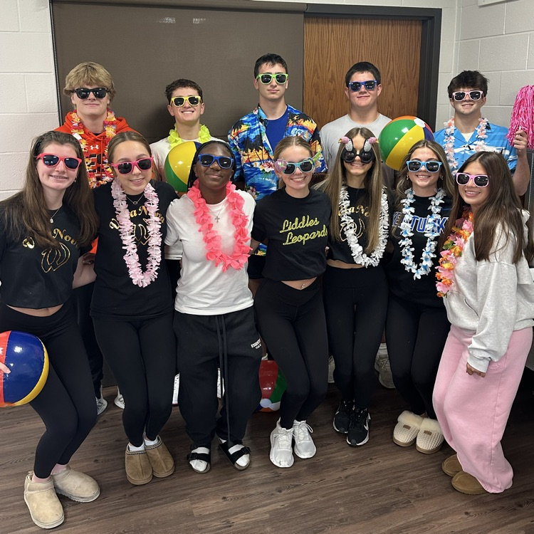 group of students in tropical gear