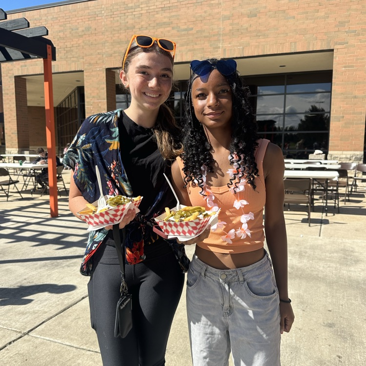 students outside at lunch