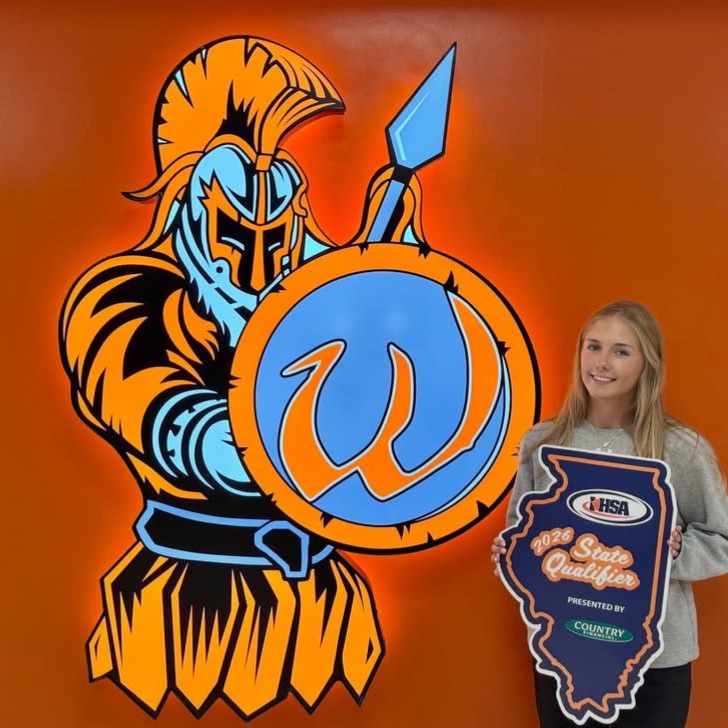 student with state qualifier sign 