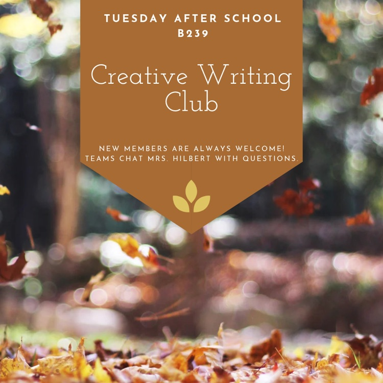 creative writing club is going to meet Tuesday after school