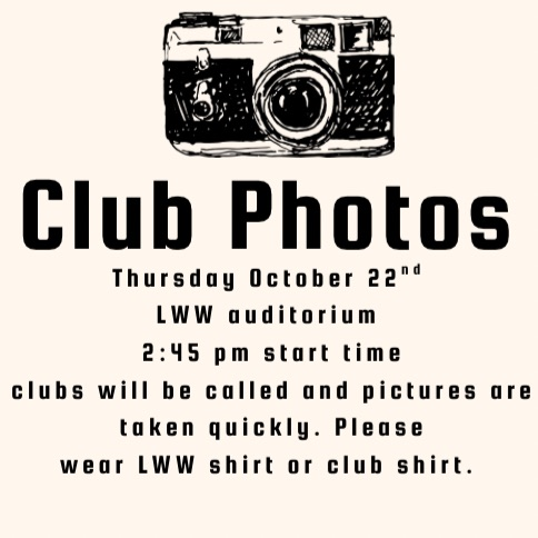 club photos are this Thursday after school