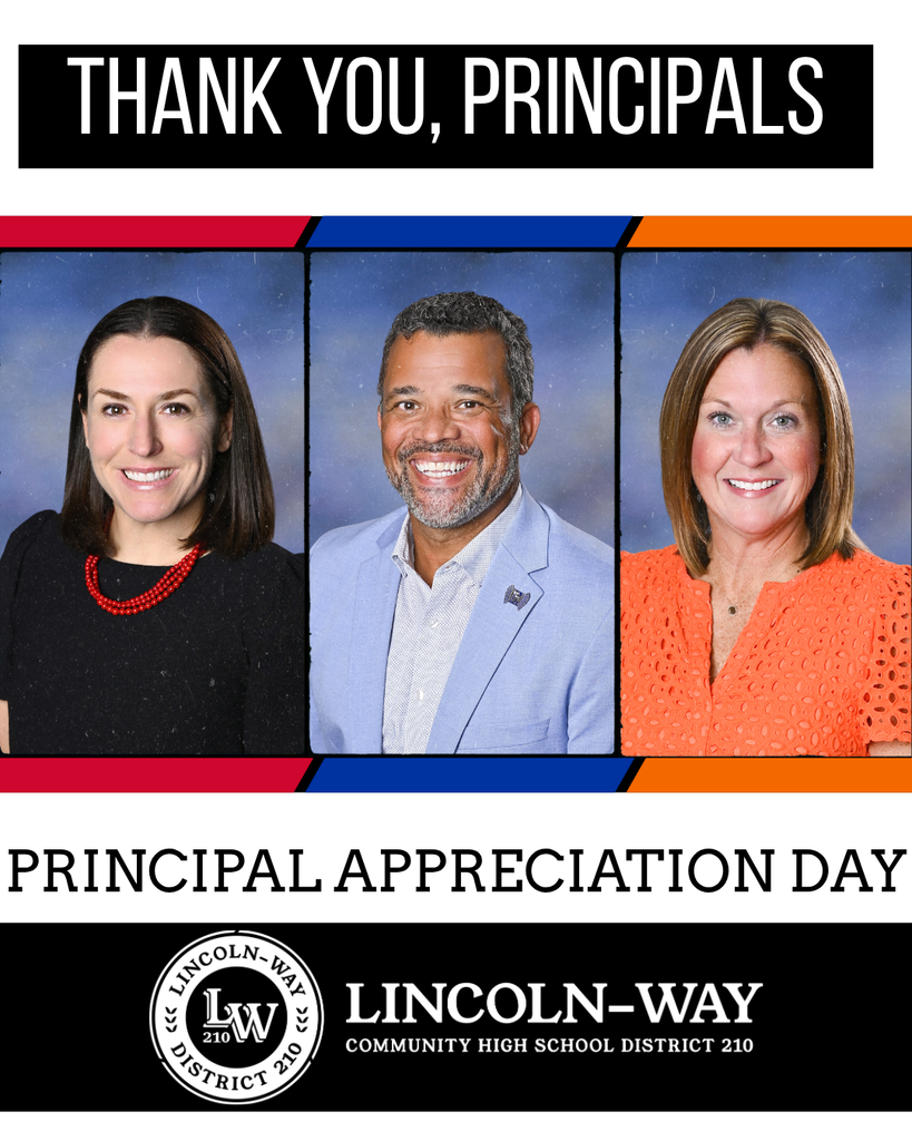 Three smiling school principals, one with a red necklace, one with a lapel pin, one in orange.