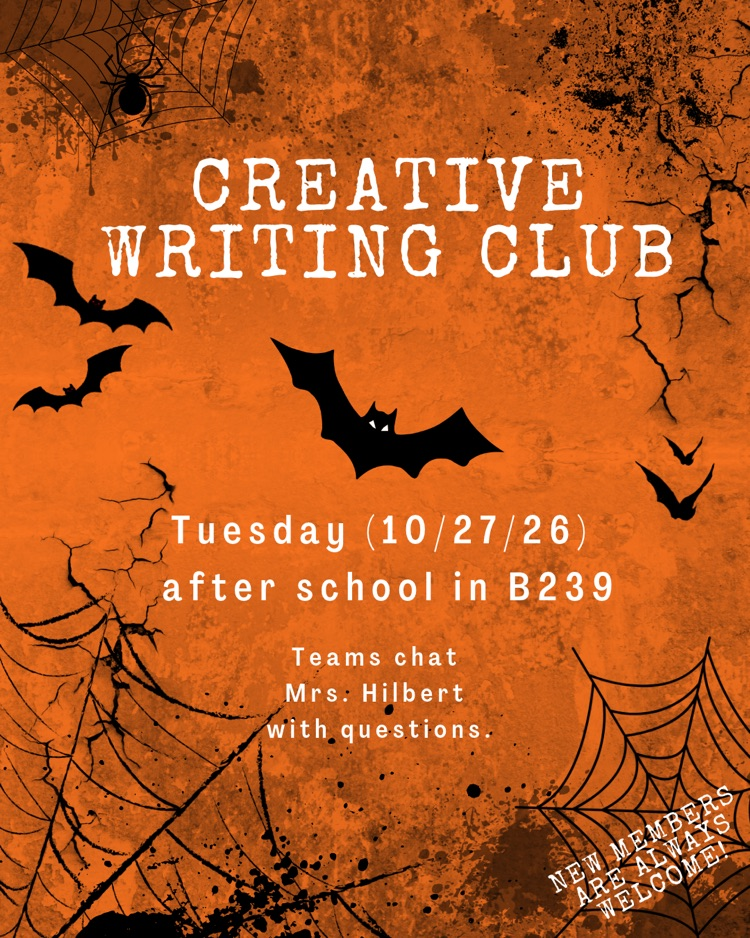 creative writing club meets this Tuesday after school