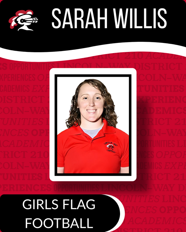Sarah Willis Headshot - Girls Flag Football with Central logo