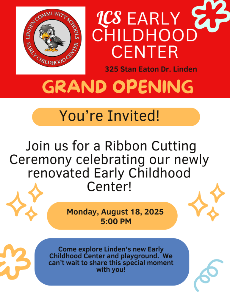 Ribbon Cutting August 18 at 5:00 at Hyatt for LCS new Early Childhood Center