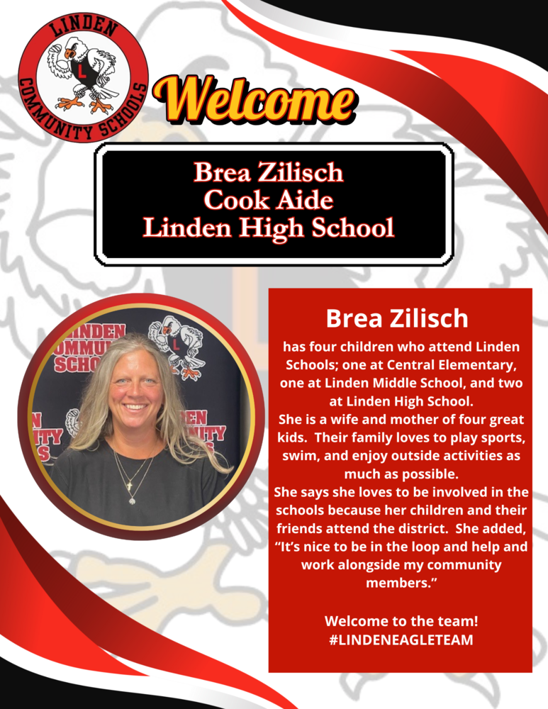 Welcome Brea Zilisch to Linden High School