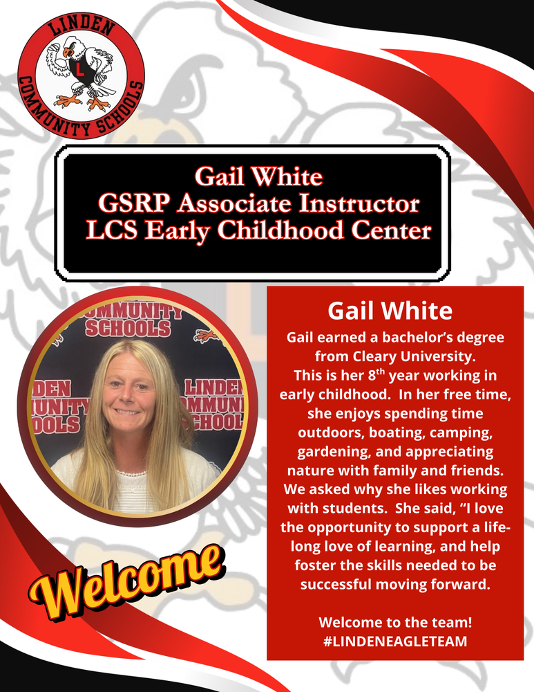Gail White GSRP Associate Instructor LCS Early Childhood Center - image of woman smiling