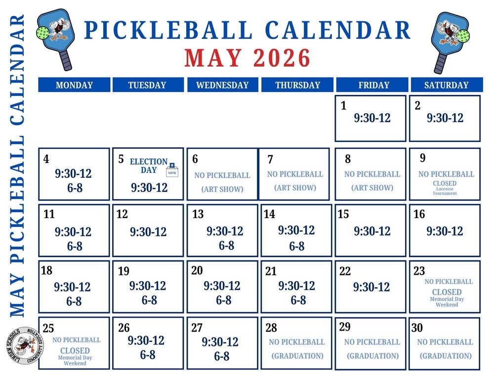 May Pickleball Calendar
