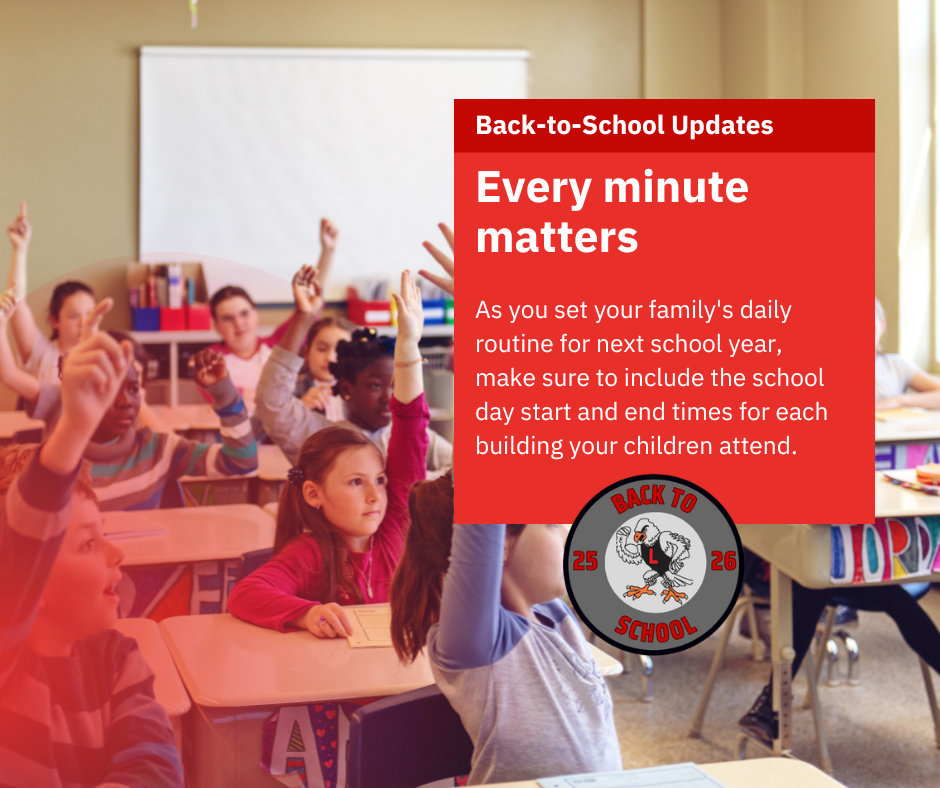 Elementary students sitting at desks and raising their hands with the words every minute matters