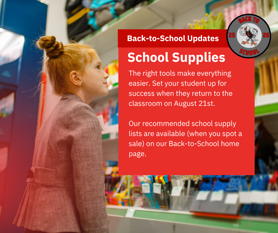 Young girl looking at school supplies in a store