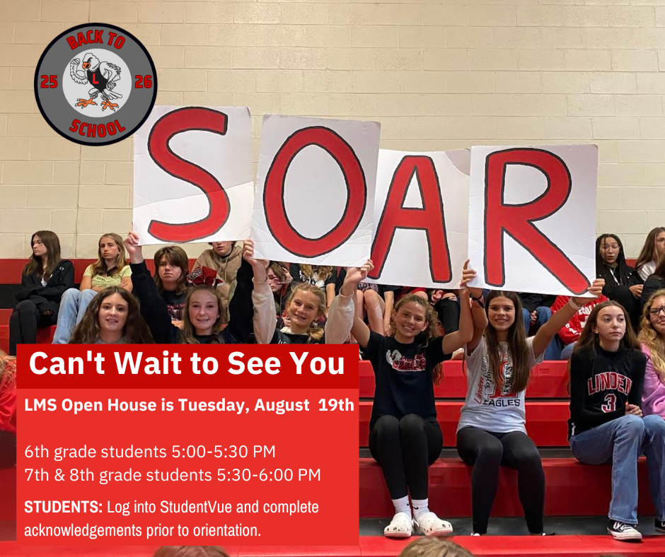 Students sitting on bleachers and holding up letter signs that spell SOAR.