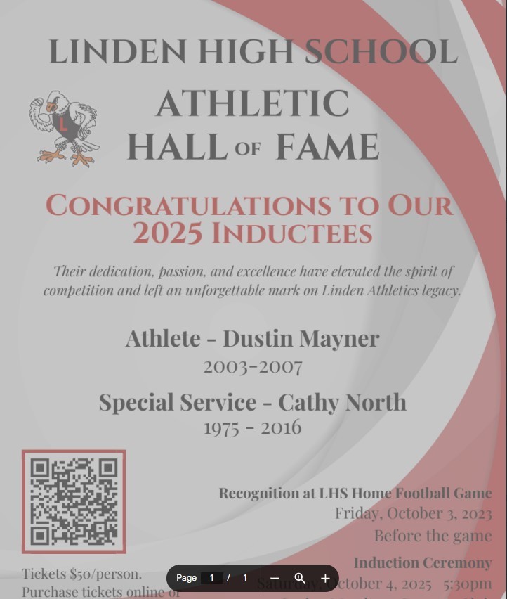 Dustin Mayner and Cathy North Hall of Fame Inductees Flyer
