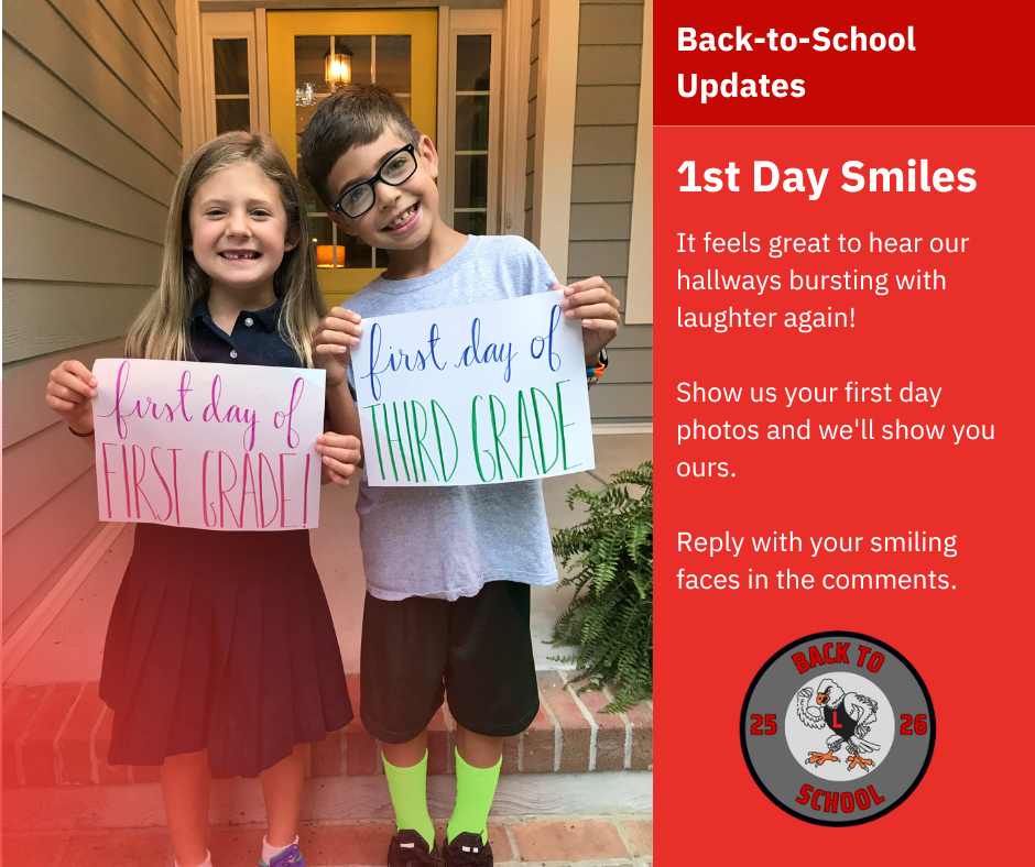 Two children holding "first day of first grade" and "first day of third grade" signs
